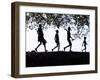 In Late Afternoon, a Group of Dassanech Children Walk Along Bank of Omo River in Southwest Ethiopia-Nigel Pavitt-Framed Photographic Print