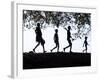 In Late Afternoon, a Group of Dassanech Children Walk Along Bank of Omo River in Southwest Ethiopia-Nigel Pavitt-Framed Photographic Print