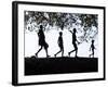 In Late Afternoon, a Group of Dassanech Children Walk Along Bank of Omo River in Southwest Ethiopia-Nigel Pavitt-Framed Photographic Print