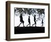 In Late Afternoon, a Group of Dassanech Children Walk Along Bank of Omo River in Southwest Ethiopia-Nigel Pavitt-Framed Photographic Print