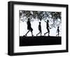 In Late Afternoon, a Group of Dassanech Children Walk Along Bank of Omo River in Southwest Ethiopia-Nigel Pavitt-Framed Photographic Print