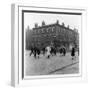 In Liverpool, a Lollipop Lady Helps Children Cross a Cobbled Street-Henry Grant-Framed Photographic Print