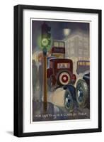 In London Traffic on a Foggy Evening - You Can Depend on Dunlop-null-Framed Art Print