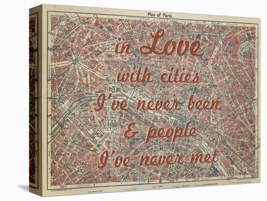 In Love with Places I've Never Been & People I've Never Met - 1929, Paris, France Map-null-Stretched Canvas