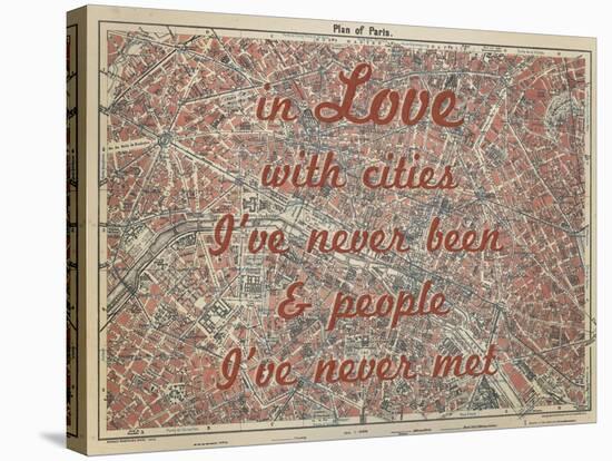 In Love with Places I've Never Been & People I've Never Met - 1929, Paris, France Map-null-Stretched Canvas