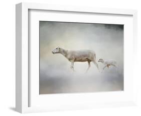 In My Mothers Footsteps Sheep and Lamb-Jai Johnson-Framed Giclee Print