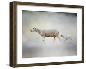 In My Mothers Footsteps Sheep and Lamb-Jai Johnson-Framed Giclee Print