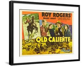 IN OLD CALIENTE, inset: Roy Rogers, far left: Roy Rogers, second from left: Mary Hart, 1939.-null-Framed Art Print