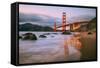 In Reflection at Marshall Beach, Golden Gate Bridge, San Francisco-Vincent James-Framed Stretched Canvas