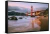 In Reflection at Marshall Beach, Golden Gate Bridge, San Francisco-Vincent James-Framed Stretched Canvas