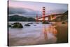 In Reflection at Marshall Beach, Golden Gate Bridge, San Francisco-Vincent James-Stretched Canvas