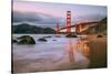 In Reflection at Marshall Beach, Golden Gate Bridge, San Francisco-Vincent James-Stretched Canvas