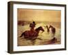 In Retreat across a Stream-Charles Shreyvogel-Framed Art Print