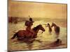 In Retreat across a Stream-Charles Shreyvogel-Mounted Art Print