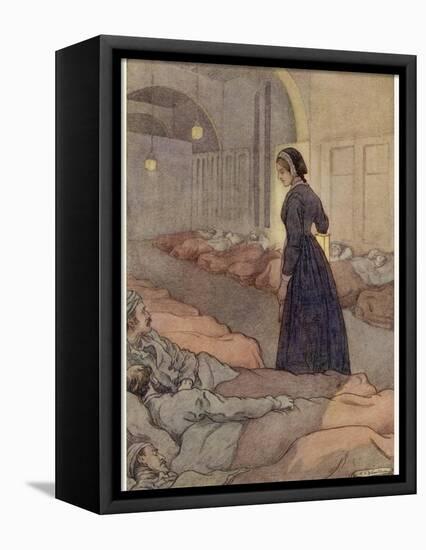 In Scutari Florence Nightingale Checks Patients During the Night-M.v. Wheelhouse-Framed Stretched Canvas