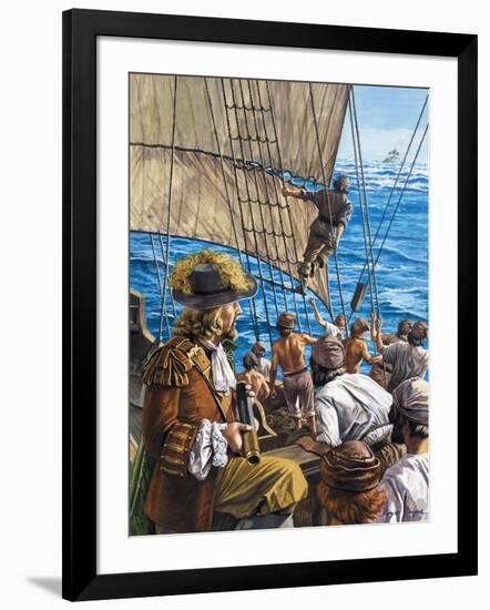 In Search of Buried Treasure: Fortune in a Coral Cave-Roger Payne-Framed Giclee Print