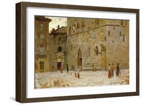 In Square in Volterra-Francesco Gioli-Framed Giclee Print