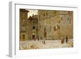 In Square in Volterra-Francesco Gioli-Framed Giclee Print