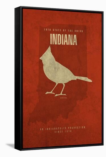 IN State Minimalist Posters-Red Atlas Designs-Framed Stretched Canvas