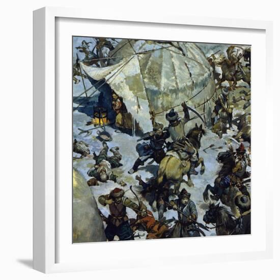 In the 12th Century, the Lands of the Mongols Was the Scenec of Perpetual Feudal Battles-Alberto Salinas-Framed Giclee Print