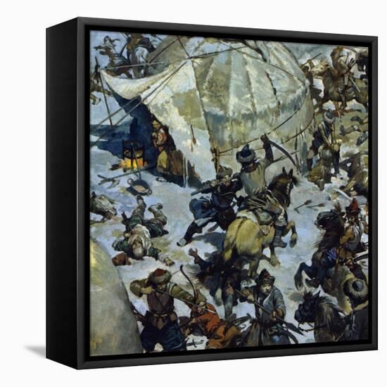 In the 12th Century, the Lands of the Mongols Was the Scenec of Perpetual Feudal Battles-Alberto Salinas-Framed Stretched Canvas