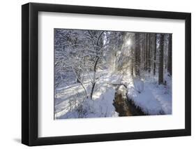 In the Ammer in Winter with Ice and Snow-Wolfgang Filser-Framed Photographic Print