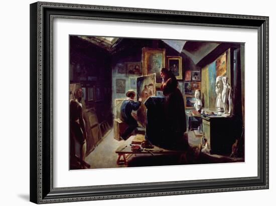 In the Artist's Studio, 1820-30-Achille Deveria-Framed Giclee Print