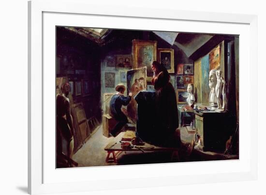 In the Artist's Studio, 1820-30-Achille Deveria-Framed Giclee Print