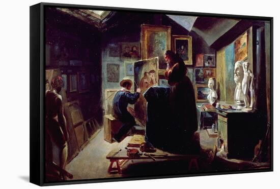 In the Artist's Studio, 1820-30-Achille Deveria-Framed Stretched Canvas