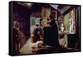 In the Artist's Studio, 1820-30-Achille Deveria-Framed Stretched Canvas