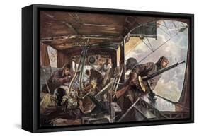 In the Back of a Zeppelin While Returning after a Succesful Attack on England-Felix Schwormstadt-Framed Stretched Canvas