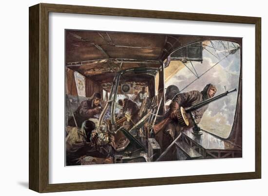 In the Back of a Zeppelin While Returning after a Succesful Attack on England-Felix Schwormstadt-Framed Giclee Print