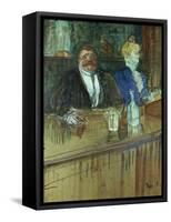 In the Bar: the Fat Proprietor and the Anaemic Cashier, 1898 (Gouache on Paper)-Henri de Toulouse-Lautrec-Framed Stretched Canvas