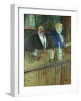 In the Bar: the Fat Proprietor and the Anaemic Cashier, 1898 (Gouache on Paper)-Henri de Toulouse-Lautrec-Framed Giclee Print