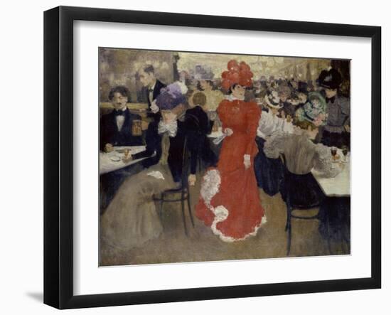 In the Café D'Harcourt at Paris-Henri Jacques Edouard Evenepoel-Framed Giclee Print