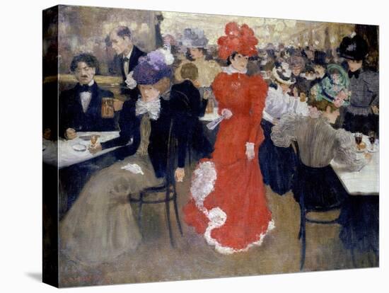 In the Café D'harcourt in Paris, 1897 (Oil on Canvas)-Henri Jacques Edouard Evenepoel-Stretched Canvas