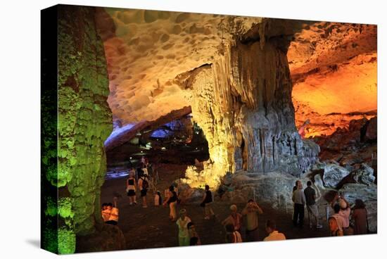 In the Cave of Awe Hang Sung Sot Grotto in Ha Long Bay, North Vietnam, Quang Ninh, Vietnam-null-Stretched Canvas