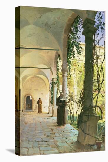 In the Cloisters of Santa Maria Jesus Monastery, in Taormina, 1885-Peder Mork Monsted-Stretched Canvas