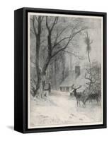 In the Cold Weather the Wild Deer Come Closer to the House-Carl Frederic Aagaard-Framed Stretched Canvas