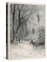 In the Cold Weather the Wild Deer Come Closer to the House-Carl Frederic Aagaard-Stretched Canvas