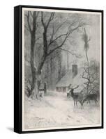 In the Cold Weather the Wild Deer Come Closer to the House-Carl Frederic Aagaard-Framed Stretched Canvas