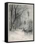 In the Cold Weather the Wild Deer Come Closer to the House-Carl Frederic Aagaard-Framed Stretched Canvas