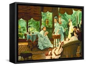 In the Conservatory-James Tissot-Framed Stretched Canvas