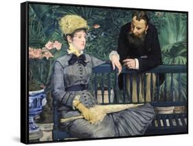 In the Conservatory-Edouard Manet-Framed Stretched Canvas