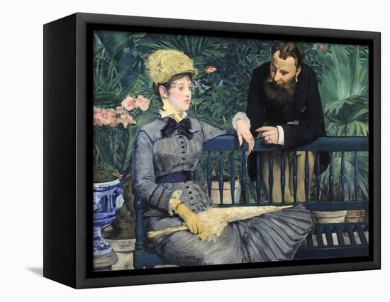 In the Conservatory-Edouard Manet-Framed Stretched Canvas