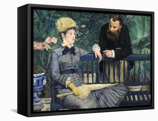 In the Conservatory-Edouard Manet-Framed Stretched Canvas