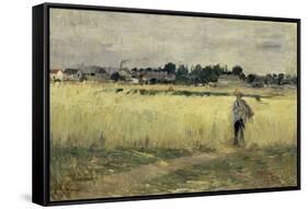 In the Cornfields at Gennevilliers, c.1875-Berthe Morisot-Framed Stretched Canvas