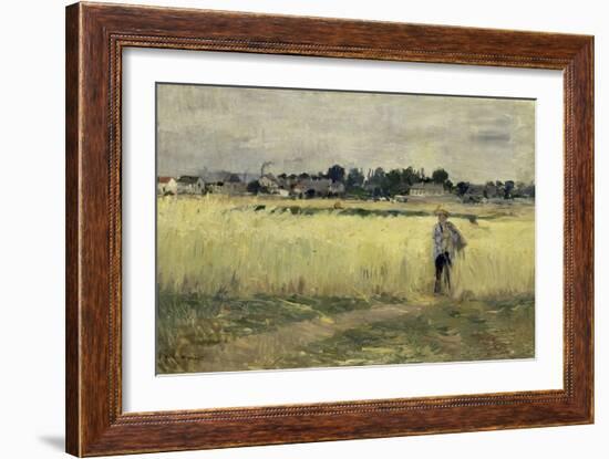 In the Cornfields at Gennevilliers, c.1875-Berthe Morisot-Framed Giclee Print