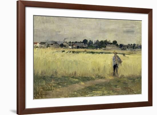 In the Cornfields at Gennevilliers, c.1875-Berthe Morisot-Framed Giclee Print