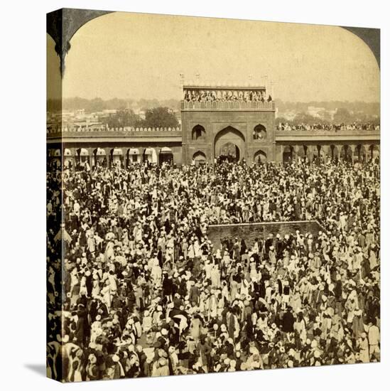 In the Court of the Jumma Mosque During the Annual Fast, Delhi, India-Underwood & Underwood-Stretched Canvas